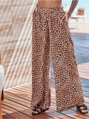 Summersalt Palazzo Pants a beach resort wear coverup Leopard Print -XL NWT